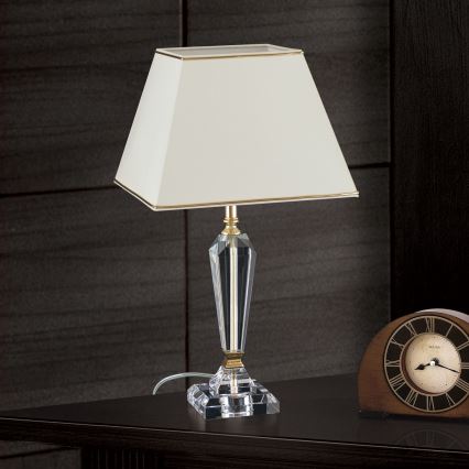 Candeeiro de mesa em cristal VERONIQUE 1xE27/60W/230V creme/dourado