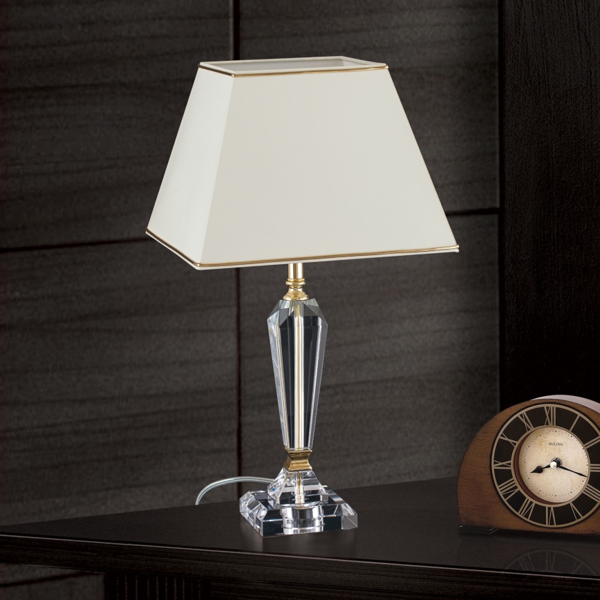 Candeeiro de mesa em cristal VERONIQUE 1xE27/60W/230V creme/dourado