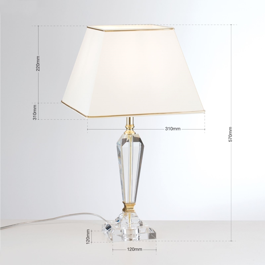Candeeiro de mesa em cristal VERONIQUE 1xE27/60W/230V creme/dourado