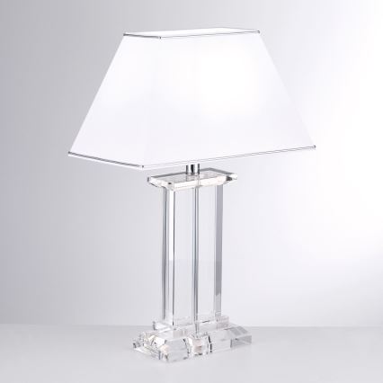 Candeeiro de mesa de cristal VERONIQUE 1xE27/60W/230V branco/transparente