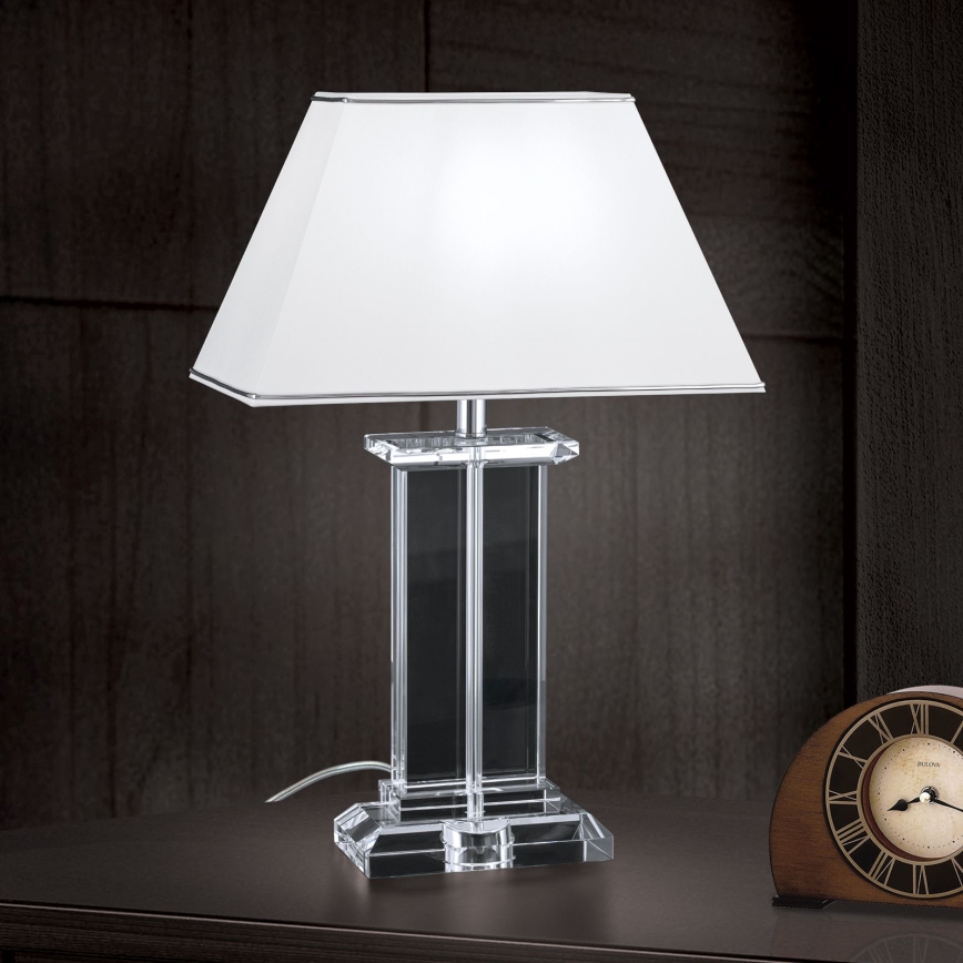 Candeeiro de mesa de cristal VERONIQUE 1xE27/60W/230V branco/transparente