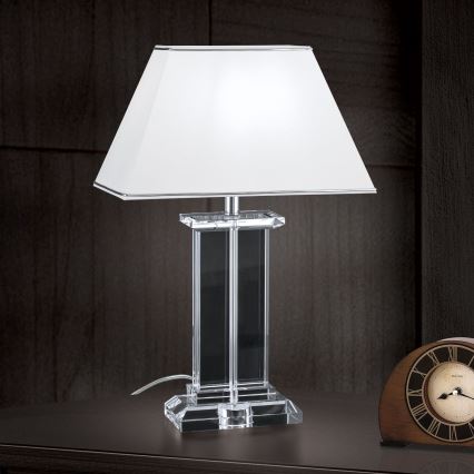 Candeeiro de mesa em cristal VERONIQUE 1xE27/60W/230V branco/cromado