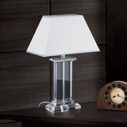 Candeeiro de mesa em cristal VERONIQUE 1xE27/60W/230V branco/cromado