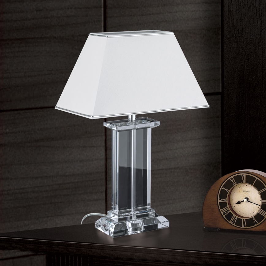 Candeeiro de mesa em cristal VERONIQUE 1xE27/60W/230V branco/cromado