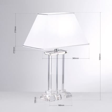 Candeeiro de mesa em cristal VERONIQUE 1xE27/60W/230V branco/cromado