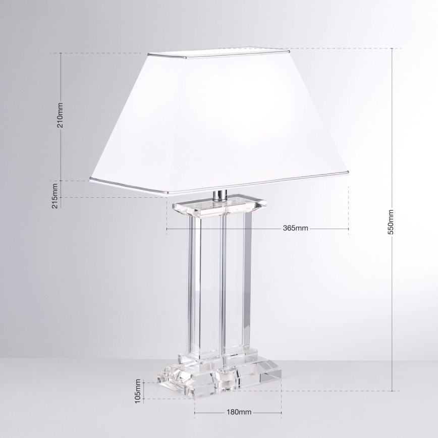 Candeeiro de mesa em cristal VERONIQUE 1xE27/60W/230V branco/cromado