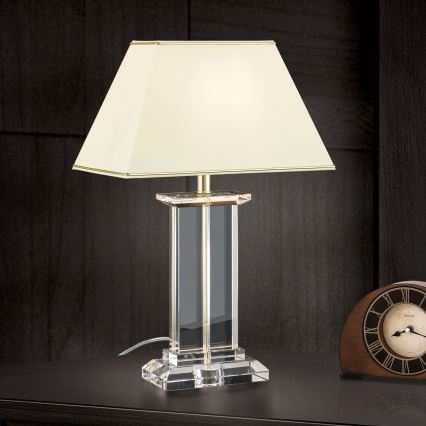 Candeeiro de mesa em cristal VERONIQUE 1xE27/60W/230V creme/dourado