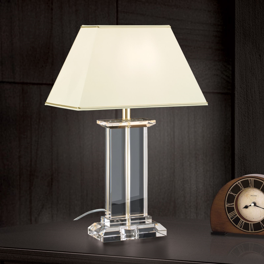 Candeeiro de mesa em cristal VERONIQUE 1xE27/60W/230V creme/dourado