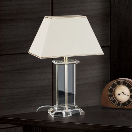 Candeeiro de mesa em cristal VERONIQUE 1xE27/60W/230V creme/dourado