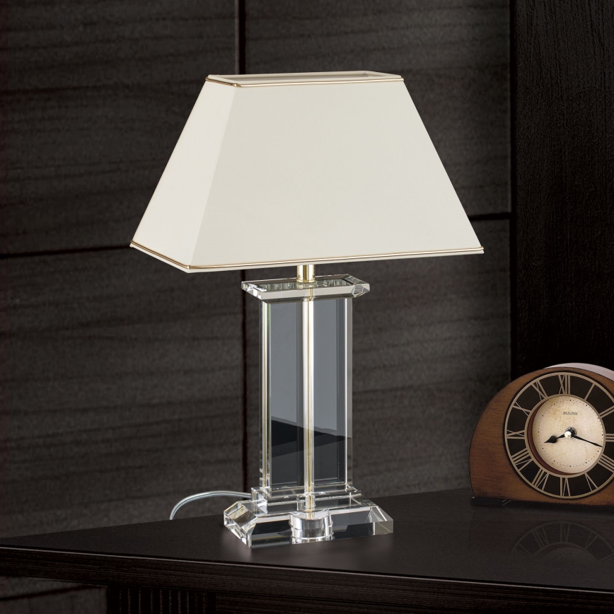 Candeeiro de mesa em cristal VERONIQUE 1xE27/60W/230V creme/dourado