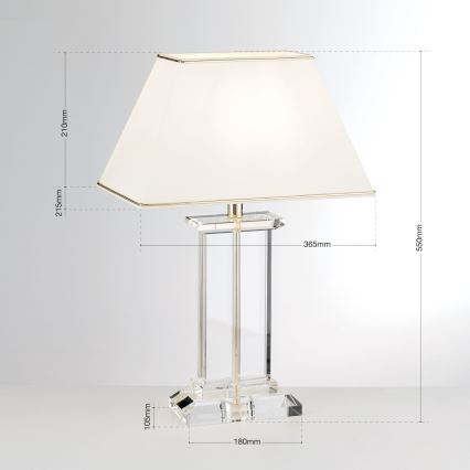 Candeeiro de mesa em cristal VERONIQUE 1xE27/60W/230V creme/dourado