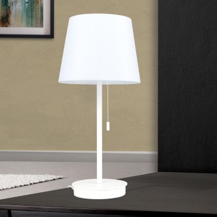 Candeeiro de mesa com porta USB LUDWIG 1xE27/40W/230V 50 cm branco