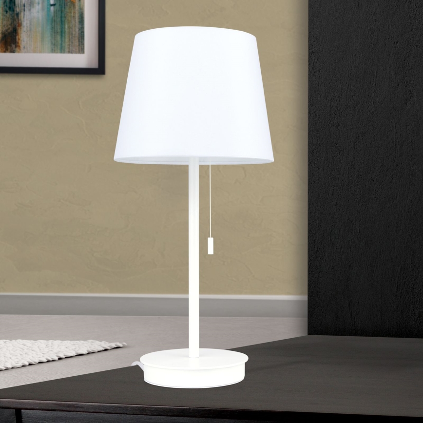 Candeeiro de mesa com porta USB LUDWIG 1xE27/40W/230V 50 cm branco