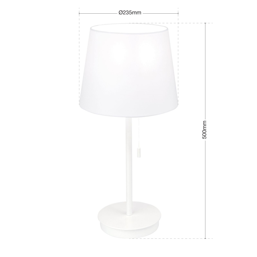 Candeeiro de mesa com porta USB LUDWIG 1xE27/40W/230V 50 cm branco