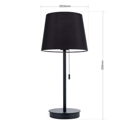 Candeeiro de mesa com porta USB LUDWIG 1xE27/40W/230V 50 cm preto