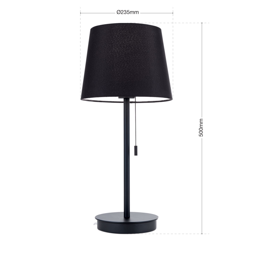 Candeeiro de mesa com porta USB LUDWIG 1xE27/40W/230V 50 cm preto