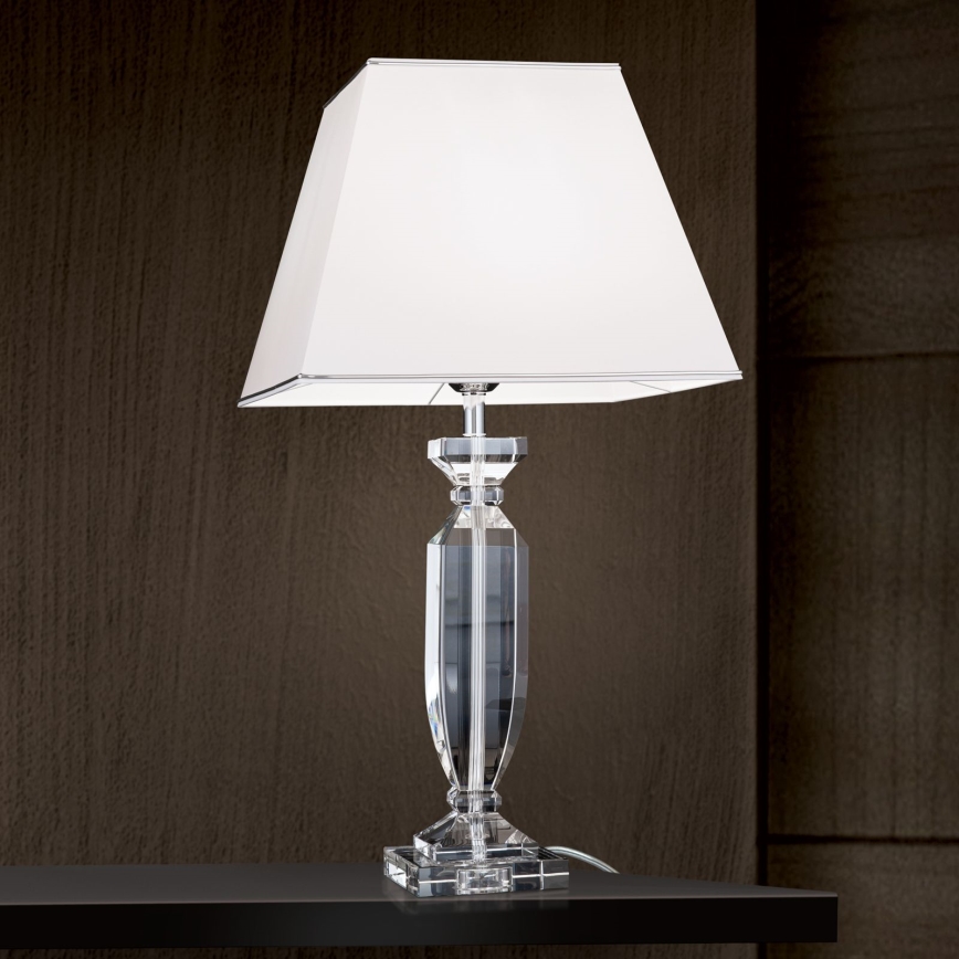 Candeeiro de mesa de cristal POKAL 1xE27/60W/230V branco/transparente