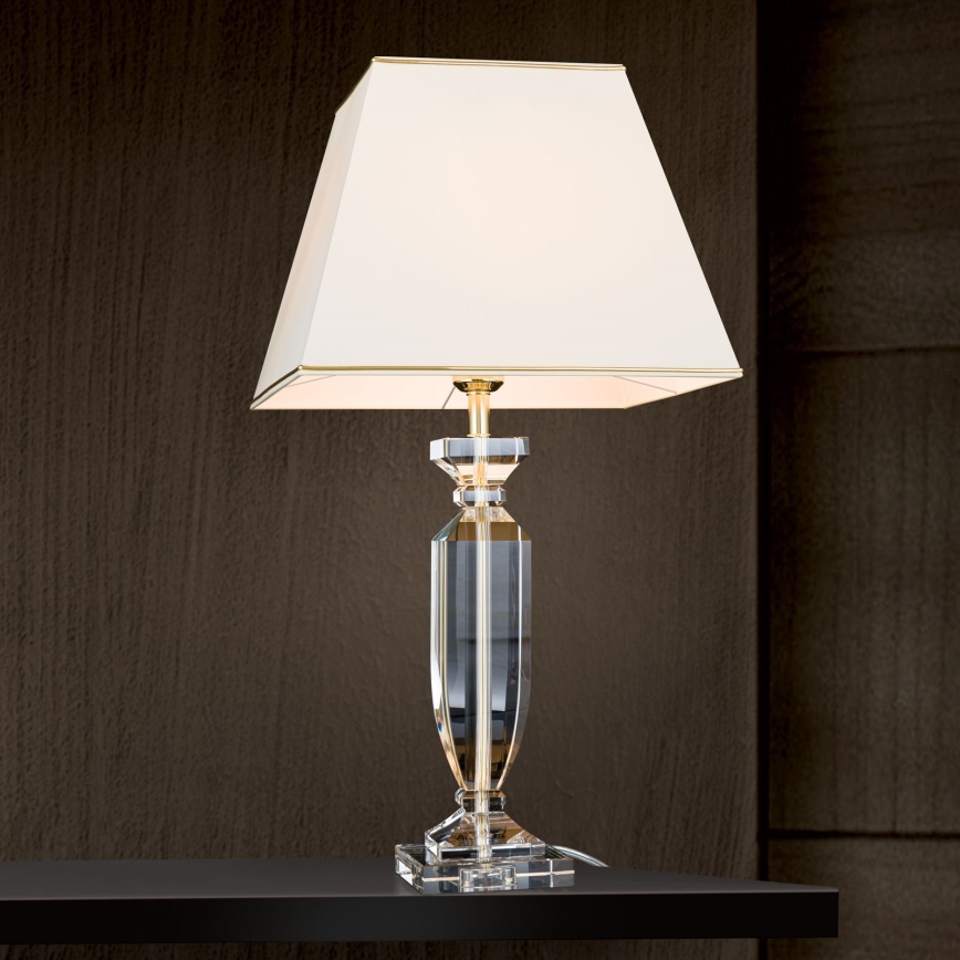 Candeeiro de mesa de cristal POKAL 1xE27/60W/230V creme/transparente