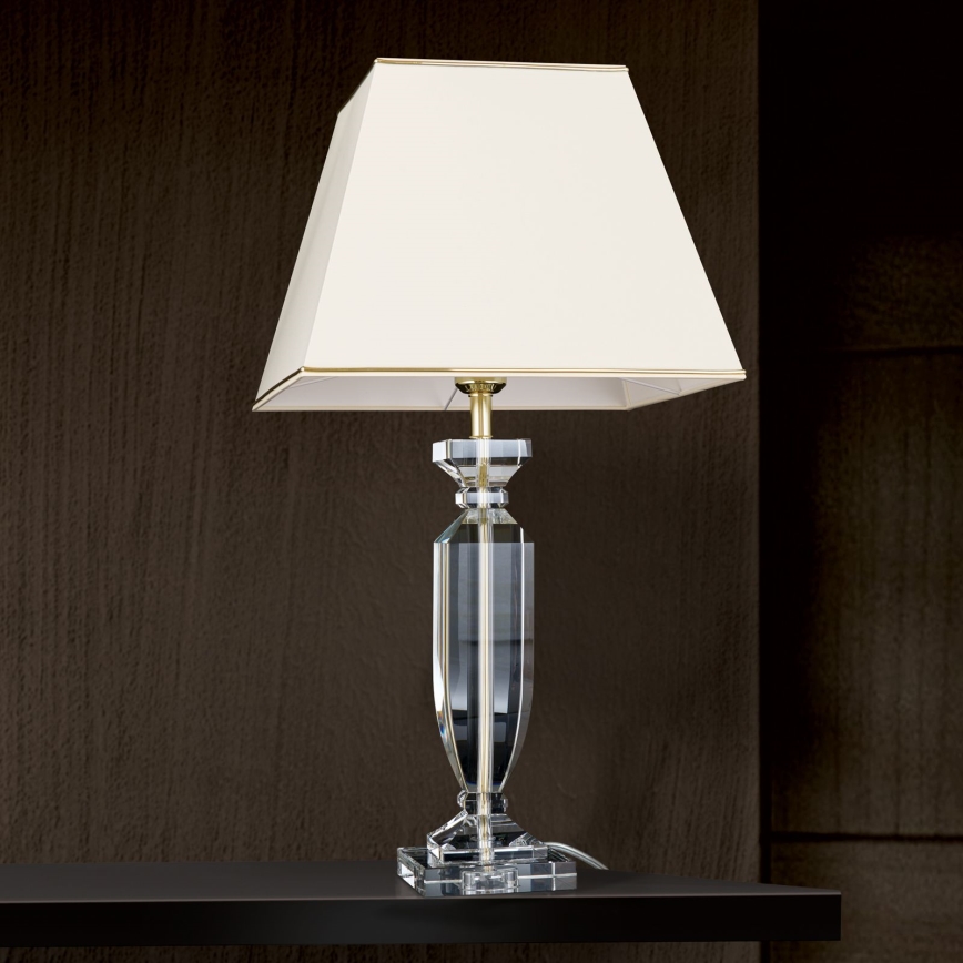 Candeeiro de mesa de cristal POKAL 1xE27/60W/230V creme/transparente