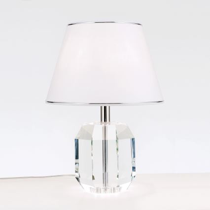 Candeeiro de mesa ALEXIS 1xE27/60W/230V branco/cromado brilhante/transparente