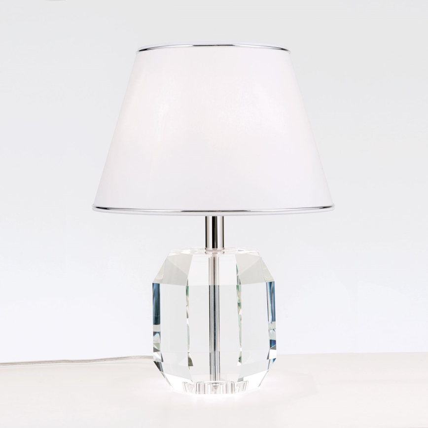 Candeeiro de mesa ALEXIS 1xE27/60W/230V branco/cromado brilhante/transparente