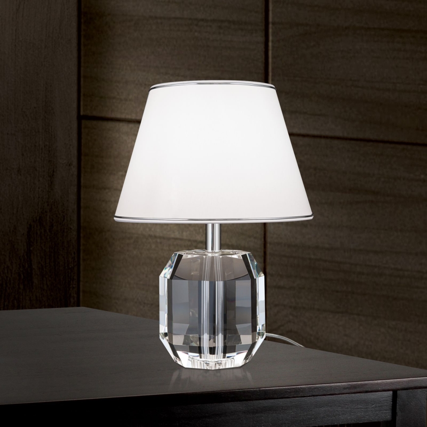 Candeeiro de mesa ALEXIS 1xE27/60W/230V branco/cromado brilhante/transparente