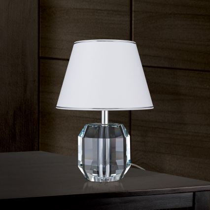 Candeeiro de mesa ALEXIS 1xE27/60W/230V branco/cromado brilhante/transparente