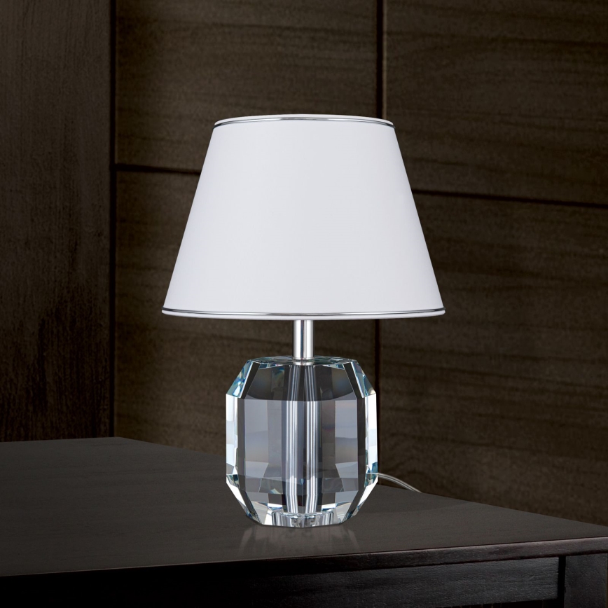 Candeeiro de mesa ALEXIS 1xE27/60W/230V branco/cromado brilhante/transparente