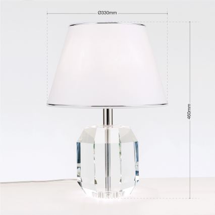 Candeeiro de mesa ALEXIS 1xE27/60W/230V branco/cromado brilhante/transparente