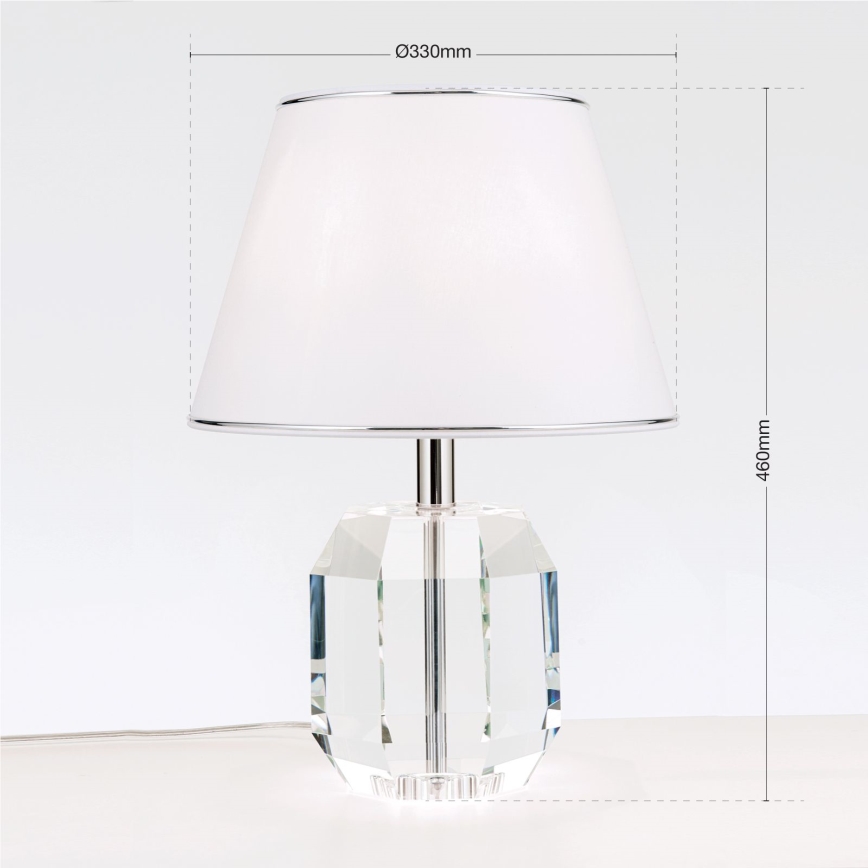 Candeeiro de mesa ALEXIS 1xE27/60W/230V branco/cromado brilhante/transparente
