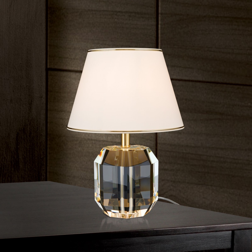 Candeeiro de mesa ALEXIS 1xE27/60W/230V creme/dourado/transparente