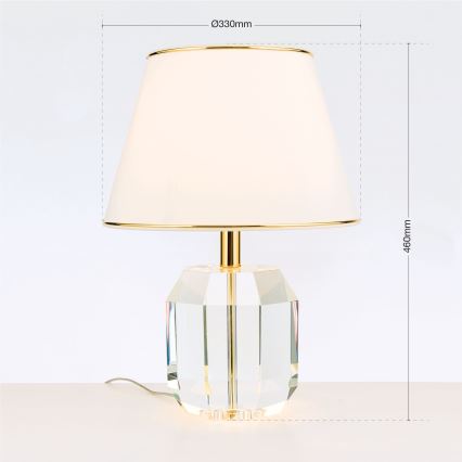 Candeeiro de mesa ALEXIS 1xE27/60W/230V creme/dourado/transparente