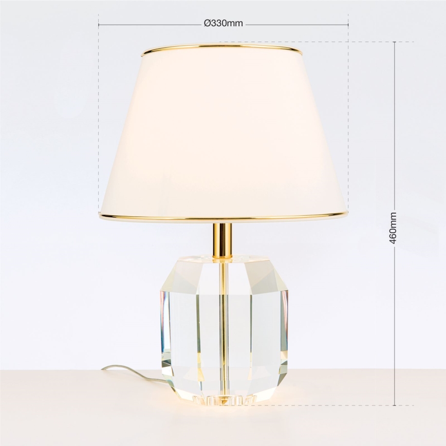 Candeeiro de mesa ALEXIS 1xE27/60W/230V creme/dourado/transparente