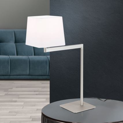 Candeeiro de mesa CARLTON 1xE27/40W/230V branco/cromado mate