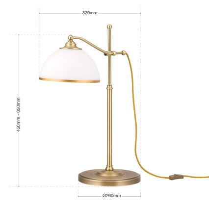 Candeeiro de mesa OLD LAMP 1xE27/40W/230V 65 cm branco/latão