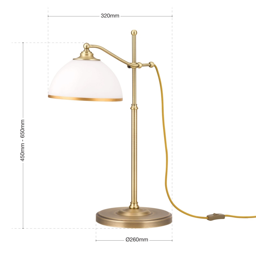 Candeeiro de mesa OLD LAMP 1xE27/40W/230V 65 cm branco/latão