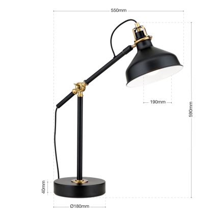 Candeeiro de mesa SCHILLER 1xE27/40W/230V preto/bronze