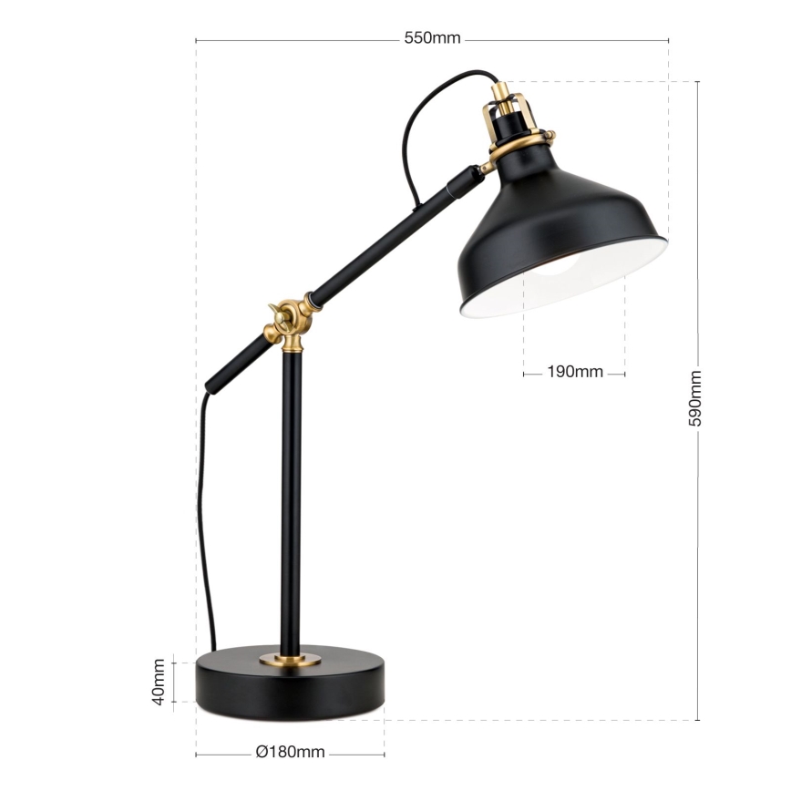 Candeeiro de mesa SCHILLER 1xE27/40W/230V preto/bronze