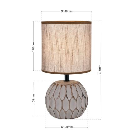 Candeeiro de mesa PINIA 1xE14/25W/230V cerâmica bege/cinzento