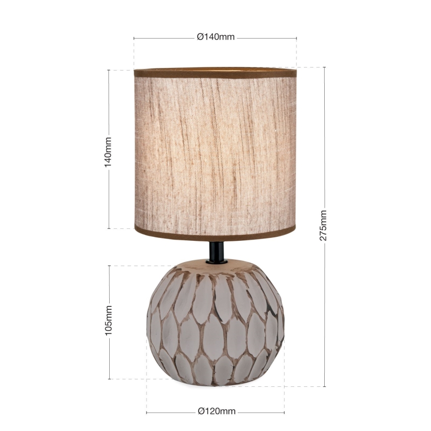 Candeeiro de mesa PINIA 1xE14/25W/230V cerâmica bege/cinzento