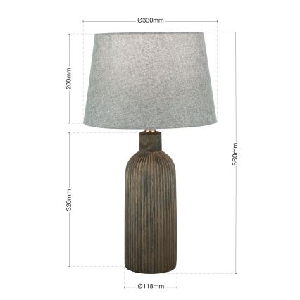 Candeeiro de mesa ORCHID 1xE27/40W/230V cerâmica castanho/cinzento