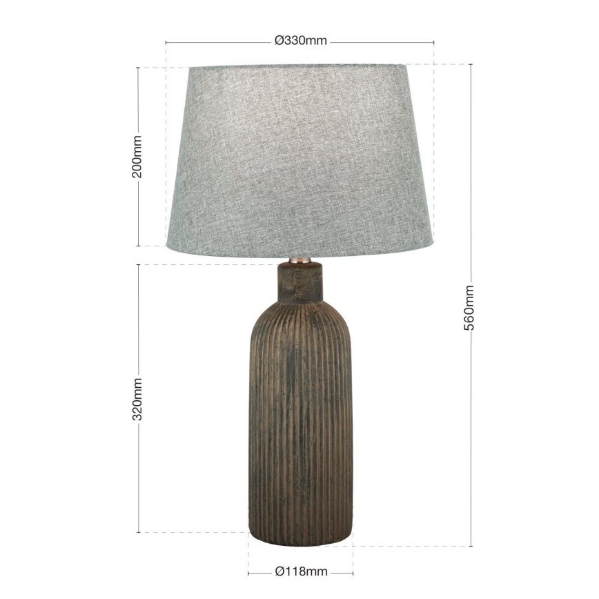 Candeeiro de mesa ORCHID 1xE27/40W/230V cerâmica castanho/cinzento