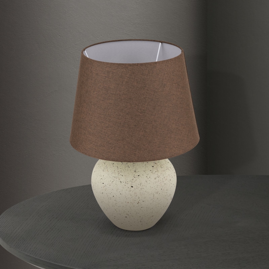 Candeeiro de mesa MASAI 1xE27/40W/230V cerâmica castanho/bege