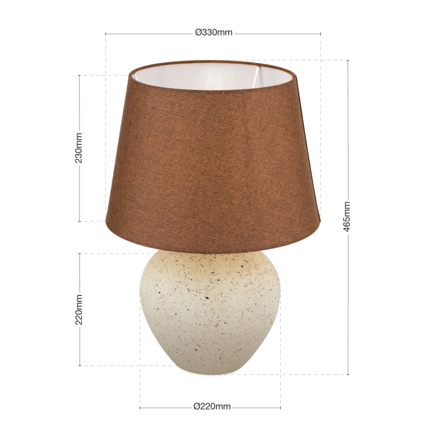Candeeiro de mesa MASAI 1xE27/40W/230V cerâmica castanho/bege