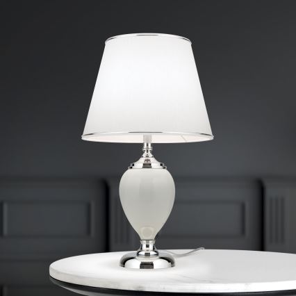 Candeeiro de mesa OVUM 1xE27/40W/230V 48 cm cerâmica branco/cromado brilhante
