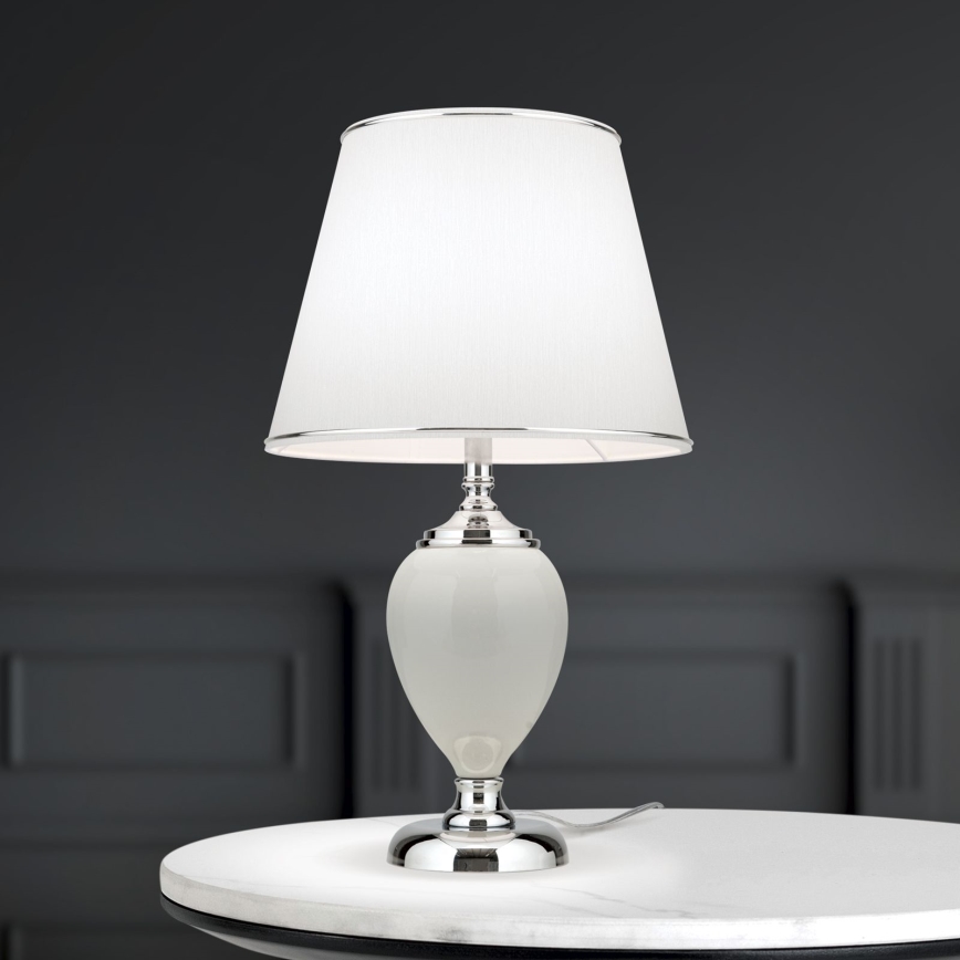 Candeeiro de mesa OVUM 1xE27/40W/230V 48 cm cerâmica branco/cromado brilhante