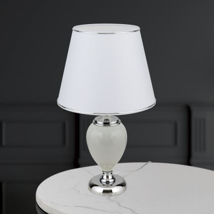 Candeeiro de mesa OVUM 1xE27/40W/230V 48 cm cerâmica branco/cromado brilhante