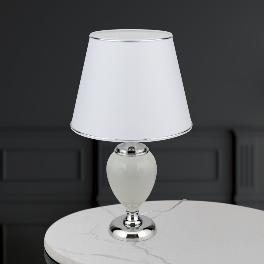 Candeeiro de mesa OVUM 1xE27/40W/230V 48 cm cerâmica branco/cromado brilhante