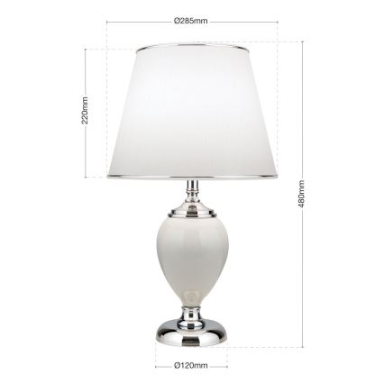 Candeeiro de mesa OVUM 1xE27/40W/230V 48 cm cerâmica branco/cromado brilhante