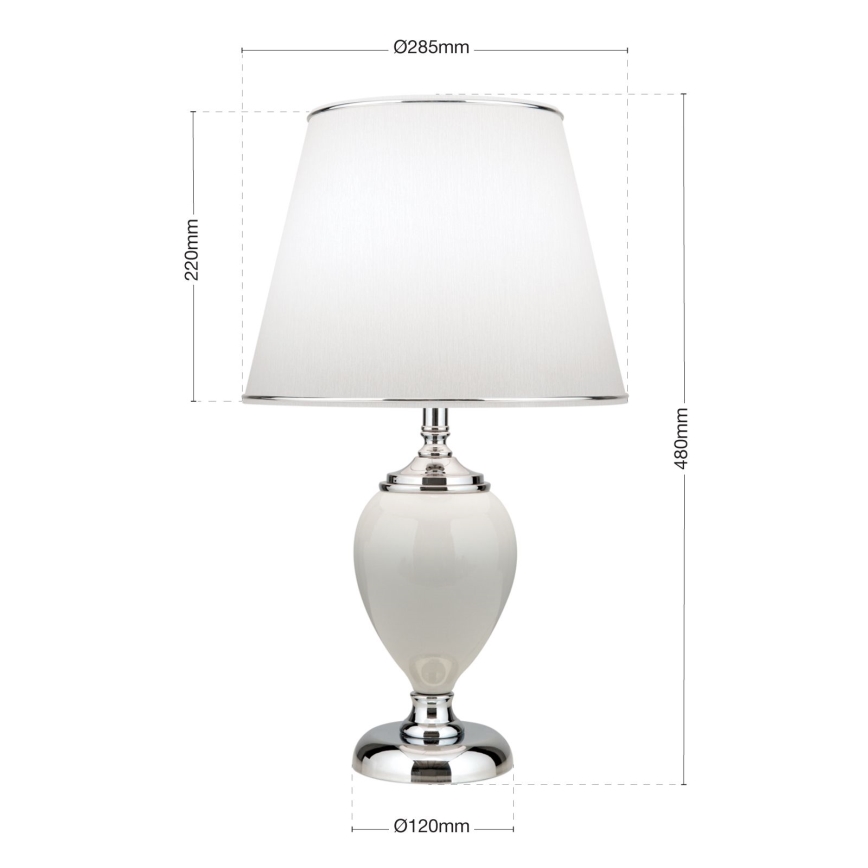 Candeeiro de mesa OVUM 1xE27/40W/230V 48 cm cerâmica branco/cromado brilhante